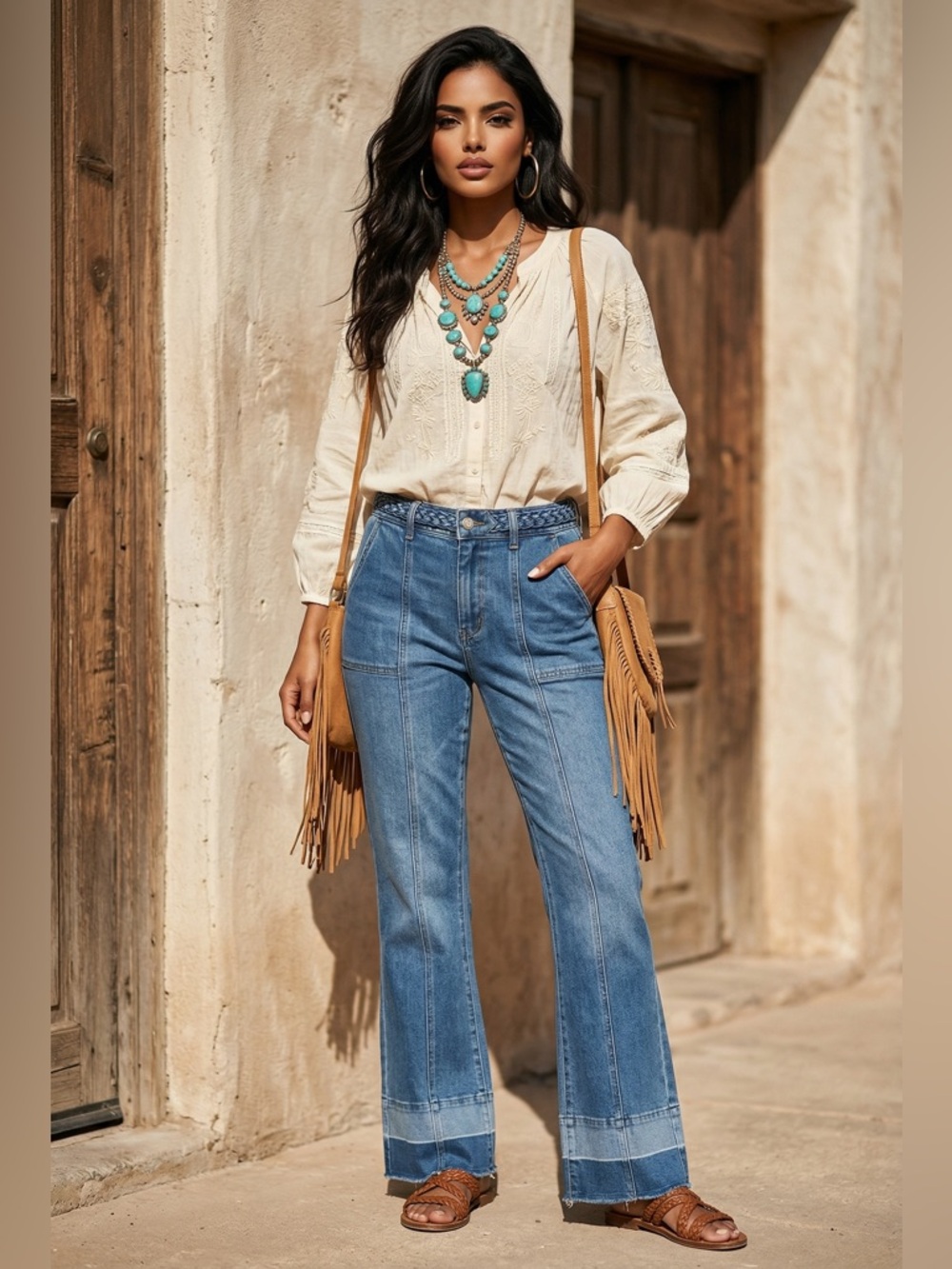 NEW Indigo Thread Co Boho Creased Flare Jeans Raw Hem High Rise Sizes 10 & 16